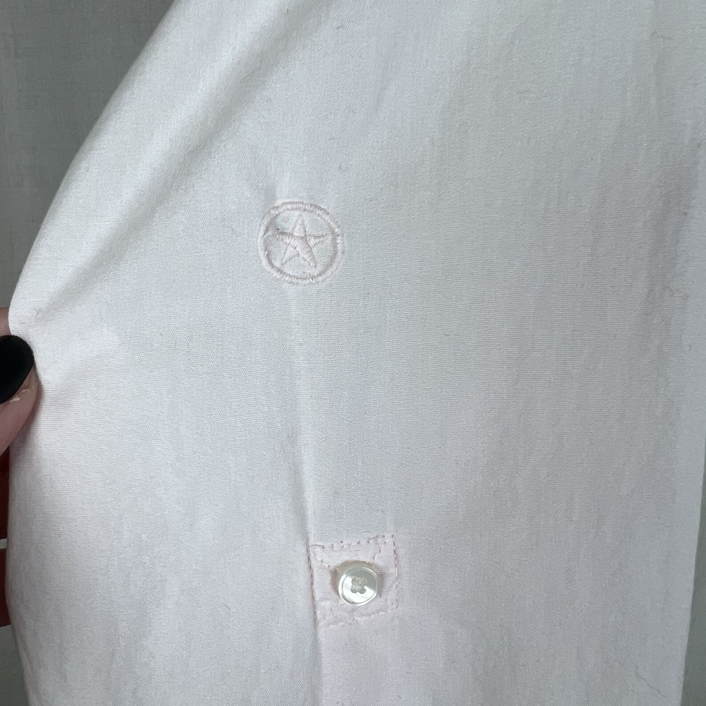 Converse One Star Women's XL Blush Pink Shirt Blouse Top Button Up Roll Tab - Picture 5 of 12